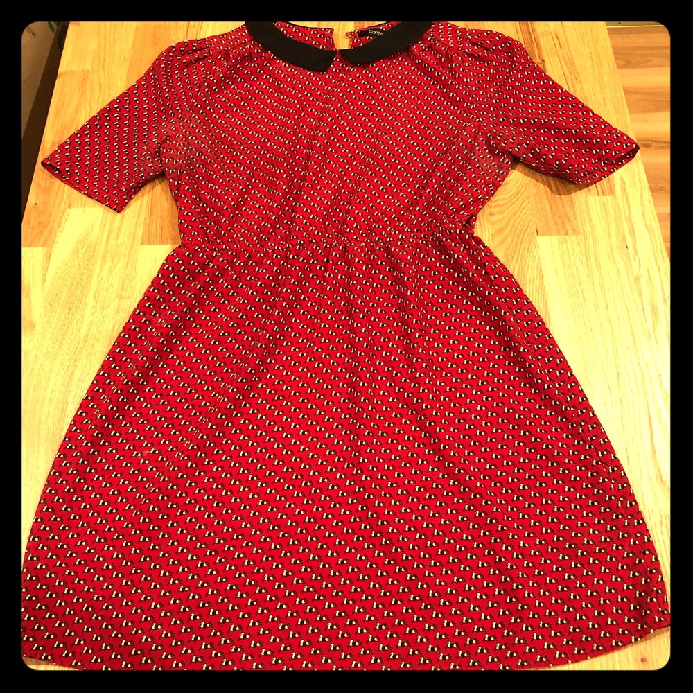 forever21 red collared dress with horse print